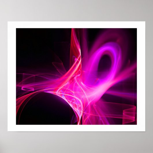 FRACTALE KRULLEN IN FUCHSIA ROZE PAARS Abstract Poster (Voorkant)