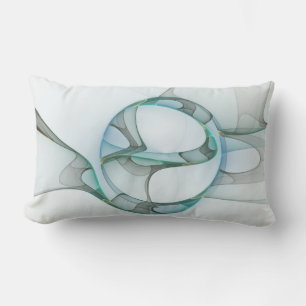 Fractale kunst blauw turquoise grijs abstracte ele kussen