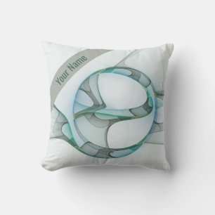Fractale kunst blauw turquoise grijs abstracte naa kussen
