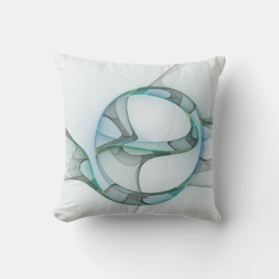 Fractale kunst Blauwe Turquoise Grijs Abstracte El Kussen