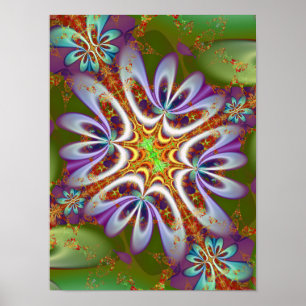 Fractale Kunst Bloem Poster