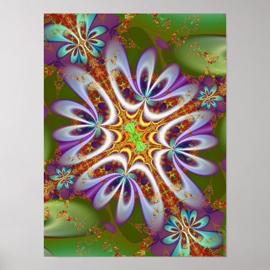 Fractale Kunst Bloem Poster (Voorkant)