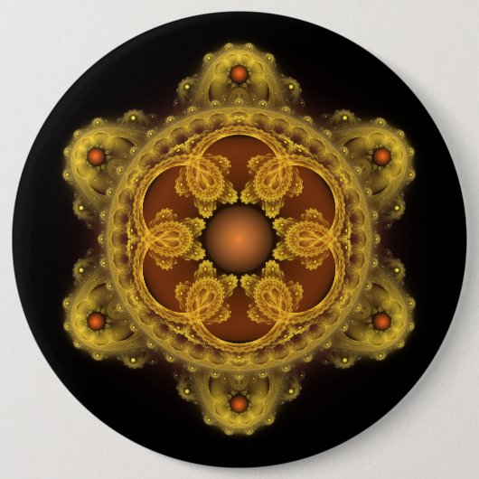 Fractale kunst fee mandala ronde button 6,0 cm (Voorkant)