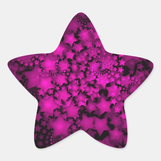 Fractale kunst hete roze neon sterren ster sticker (Voorkant)