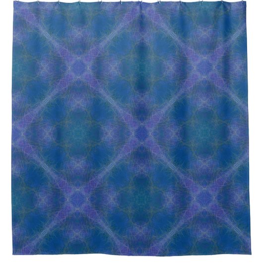 Fractale Lijsten, oceaanblauw, Paarse Douchegordijn (Voorkant)