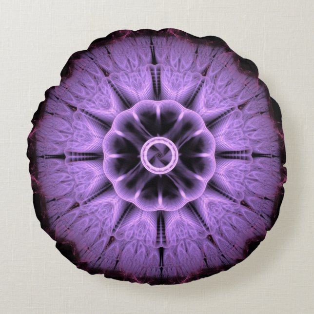 Fractale Mandala Rond Kussen (Voorkant)