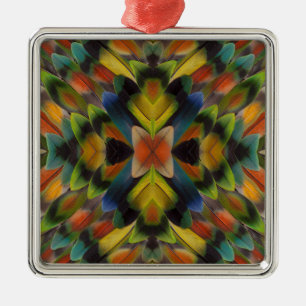 Fractale ontwerp van liefdesvogelveren metalen ornament