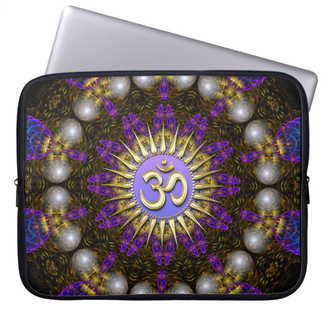Fractale Parels Gouden OM Notebook Laptop Hoes (Voorkant)