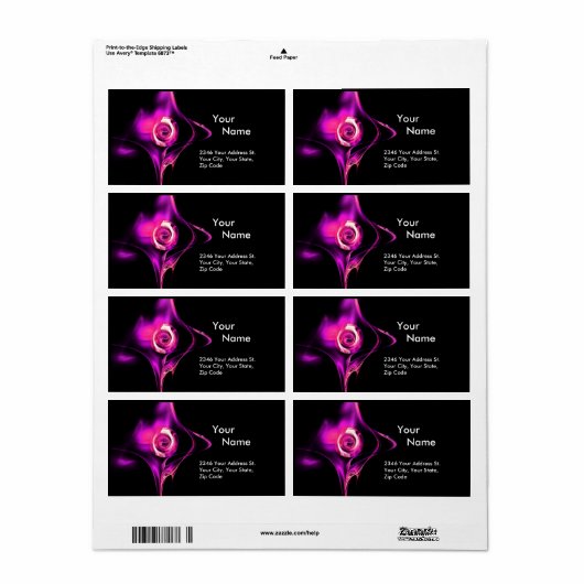 FRACTALE ROOS 1 Roze Fuchsia Paars Black Etiket (Full Sheet)