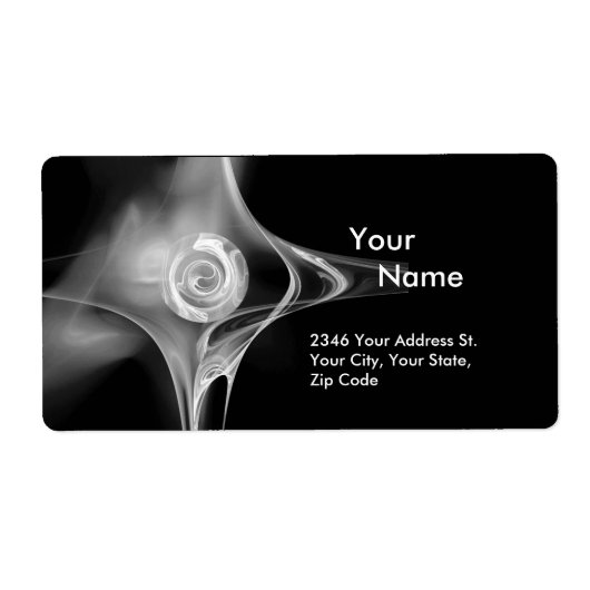 FRACTALE ROOS 1 zwart-wit Etiket (Voorkant)