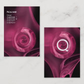 FRACTALE ROOS 4 MONOGRAM antiek roze zwart Visitekaartje (Voorkant / Achterkant)