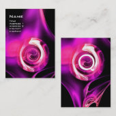 FRACTALE ROOS 4 MONOGRAM felroze zwart Visitekaartje (Voorkant / Achterkant)