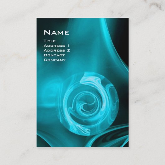 FRACTALE ROOS 4 MONOGRAM helder blauw paars zwart Visitekaartje (Voorkant)