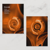 FRACTALE ROOS 4 MONOGRAM helder oranje zwart Visitekaartje (Voorkant / Achterkant)