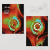 FRACTALE ROOS 4 MONOGRAM helder rood groen Visitekaartje (Voorkant / Achterkant)