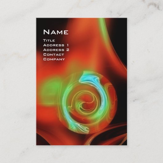 FRACTALE ROOS 4 MONOGRAM helder rood groen Visitekaartje (Voorkant)