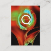 FRACTALE ROOS 4 MONOGRAM helder rood groen Visitekaartje (Achterkant)