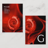 FRACTALE ROOS 4 MONOGRAM helder rood zwart wit Visitekaartje (Voorkant / Achterkant)