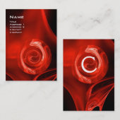 FRACTALE ROOS 4 MONOGRAM helder rood zwart wit Visitekaartje (Voorkant / Achterkant)