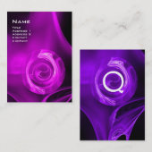 FRACTALE ROOS 4 MONOGRAM helder violet paars zwart Visitekaartje (Voorkant / Achterkant)
