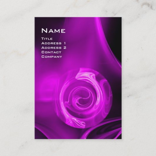 FRACTALE ROOS 4 MONOGRAM helder violet paars zwart Visitekaartje (Voorkant)