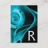 FRACTALE ROOS 4 MONOGRAM helderblauw zwart wit Visitekaartje (Achterkant)