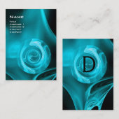 FRACTALE ROOS 4 MONOGRAM helderblauw zwart wit Visitekaartje (Voorkant / Achterkant)