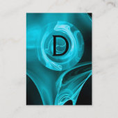 FRACTALE ROOS 4 MONOGRAM helderblauw zwart wit Visitekaartje (Achterkant)