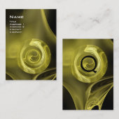 FRACTALE ROOS 4 MONOGRAM zacht antiek geel zwart Visitekaartje (Voorkant / Achterkant)