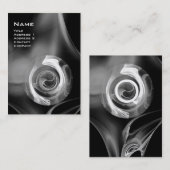 FRACTALE ROOS 4 MONOGRAM zwart wit grijs Visitekaartje (Voorkant / Achterkant)