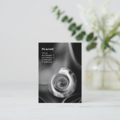 FRACTALE ROOS 4 MONOGRAM zwart wit grijs Visitekaartje (Staand voorkant)