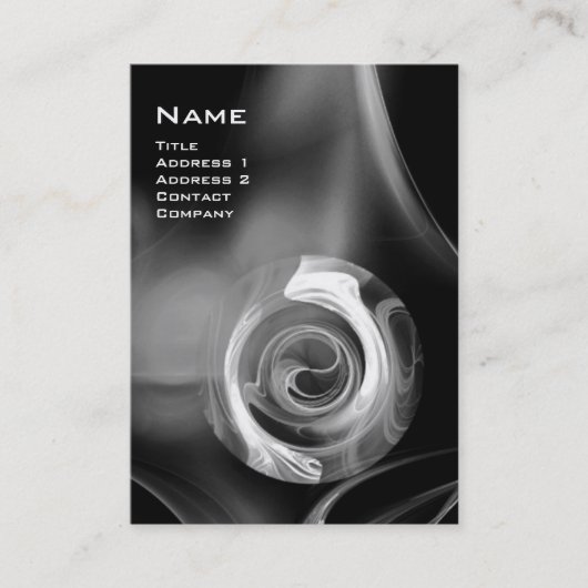 FRACTALE ROOS 4 MONOGRAM zwart wit grijs Visitekaartje (Voorkant)