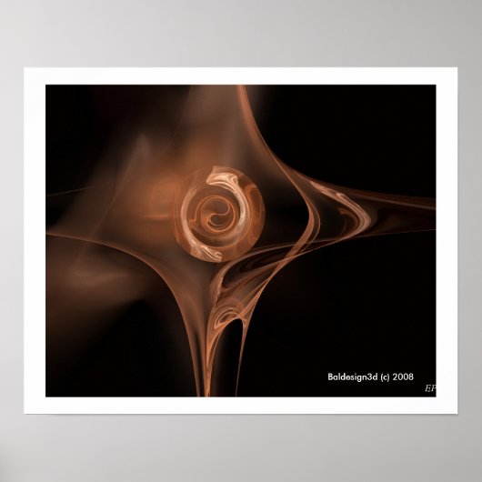 FRACTALE ROOS ,bruin Poster (Voorkant)