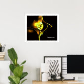 FRACTALE ROOS , geel bruin Poster (Thuiskantoor)