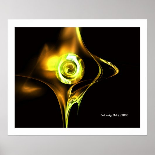 FRACTALE ROOS , geel bruin Poster (Voorkant)