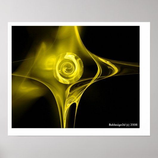 FRACTALE ROOS , geel Poster (Voorkant)