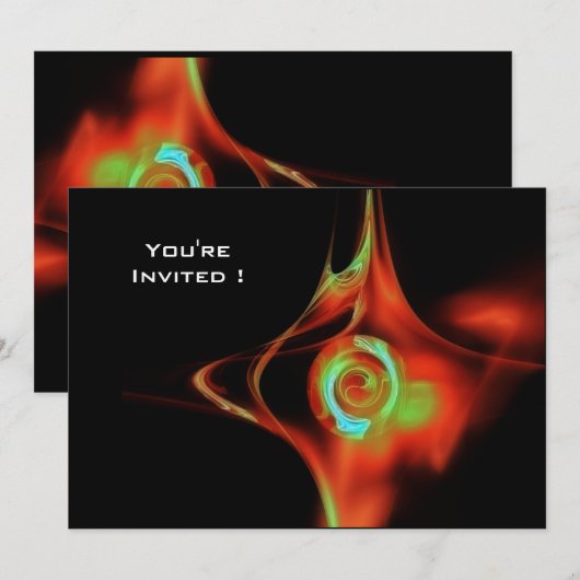 FRACTALE ROOS helderblauw rood zwart Kaart (Voorkant / Achterkant)