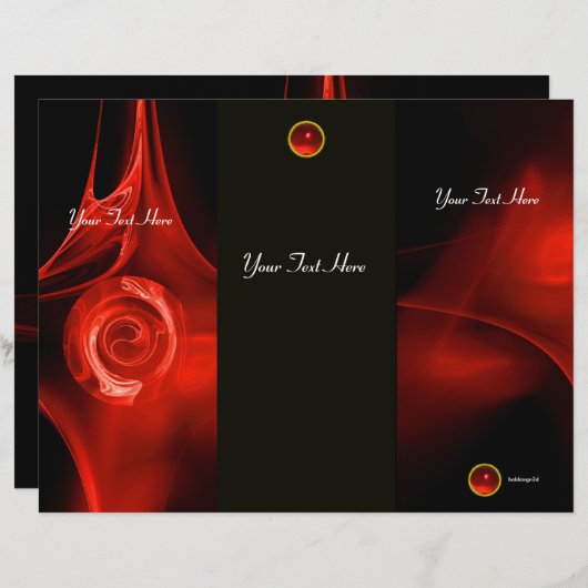 FRACTALE ROOS heldere rode, zwarte drieledige broc (Voorkant / Achterkant)