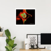 FRACTALE ROOS, rood groen blauw Poster (Thuiskantoor)