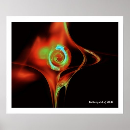 FRACTALE ROOS, rood groen blauw Poster (Voorkant)