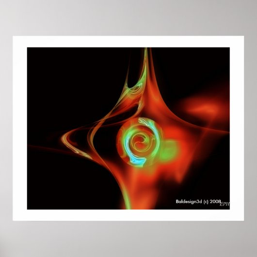 FRACTALE ROOS, rood groen blauw Poster (Voorkant)