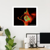 FRACTALE ROOS, rood groen blauw Poster (Thuiskantoor)