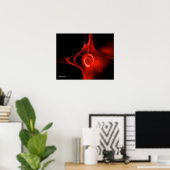 FRACTALE ROOS ,rood ,zwart Poster (Thuiskantoor)