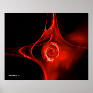FRACTALE ROOS ,rood ,zwart Poster