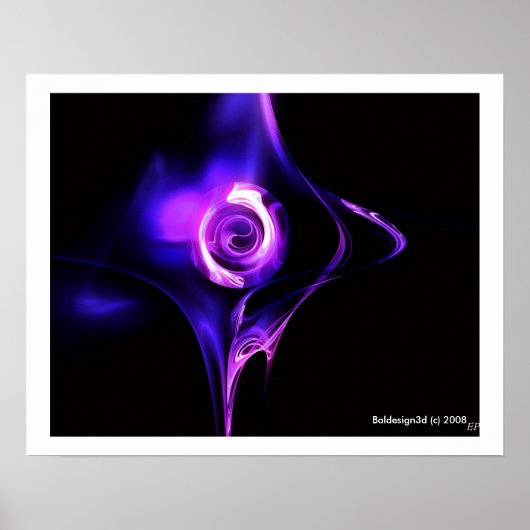 FRACTALE ROOS , roze blauw Poster (Voorkant)