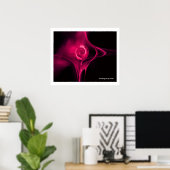 FRACTALE ROOS, roze fuchsia Poster (Thuiskantoor)