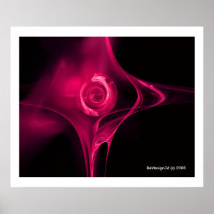 FRACTALE ROOS, roze fuchsia Poster