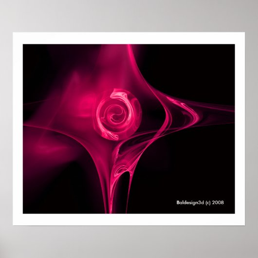 FRACTALE ROOS, roze fuchsia Poster (Voorkant)
