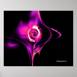 FRACTALE ROOS, roze paars Poster