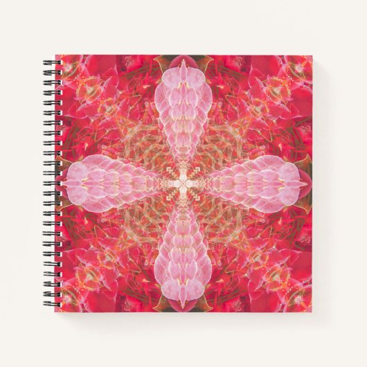 Fractale Roos - Vierkant Spiral Notebook Notitieboek (Voorkant)